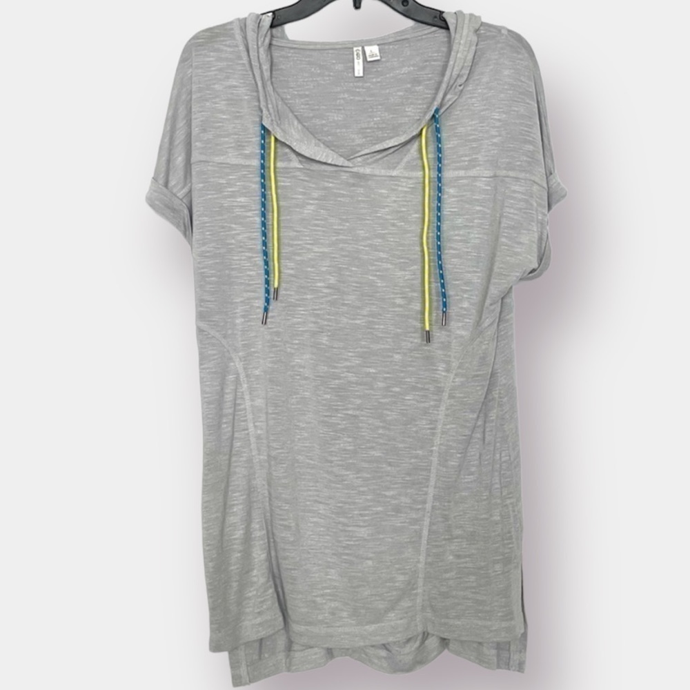 NEW Cato Pullover Gray Hoodie Active Running, Short Sleeve Ruching Size Large